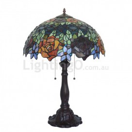 18 Inch Rose Stained Glass Table Lamp