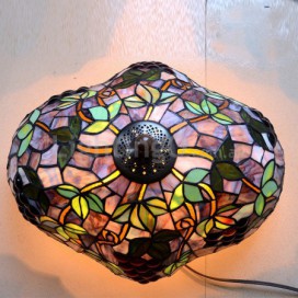 18 Inch Round Grape Stained Glass Floor Lamp