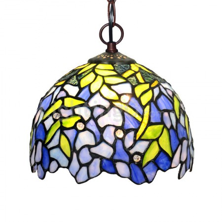 8 Inch Rural Wisteria Stained Glass Pendant Light