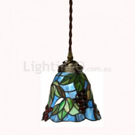 7 Inch Retro Grape 1 Light Stained Glass Pendant Light