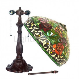 18 Inch Retro Rose Stained Glass Table Lamp