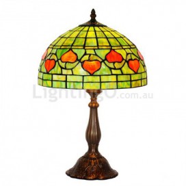 12 Inch Rustic Brass Rural Retro Stained Glass Table Lamp