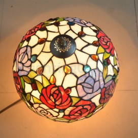 12 Inch Rural Rose Stained Glass Table Lamp