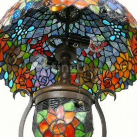 17 Inch Butterfly Rose Stained Glass Table Lamp