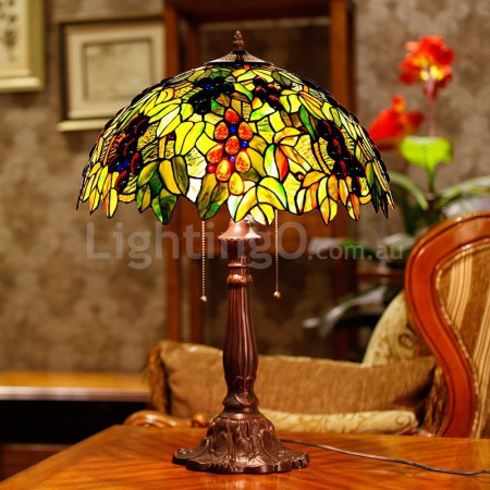 18 Inch Retro Grape Stained Glass Table Lamp