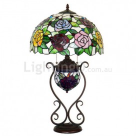 16 Inch Rose Stained Glass Table Lamp