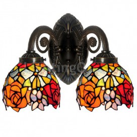 2 Light Rose Stained Glass Wall light