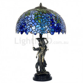 16 Inch Blue Wisteria Stained Glass Table Lamp