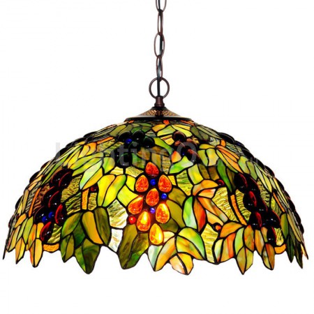 18 Inch Rustic Stained Glass Pendant Light