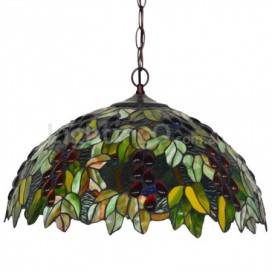 18 Inch Rustic Stained Glass Pendant Light