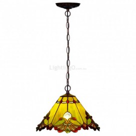 13 Inch Retro Stained Glass Pendant Light