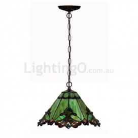 13 Inch Retro Stained Glass Pendant Light