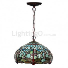 16 Inch Retro Stained Glass Pendant Light