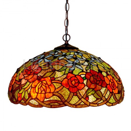 18 Inch Rose Stained Glass Pendant Light