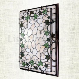 37 Inch Rectangle Stained Glass Flush Mount