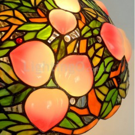 20 Inch Rustic Rural Peach Stained Glass Pendant Light