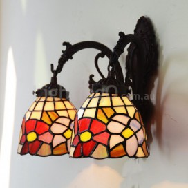 Rural Retro 2 Light Stained Glass Wall light