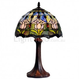 12 Inch Blue Tulip Stained Glass Table Lamp