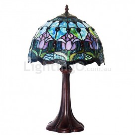 12 Inch Blue Tulip Stained Glass Table Lamp