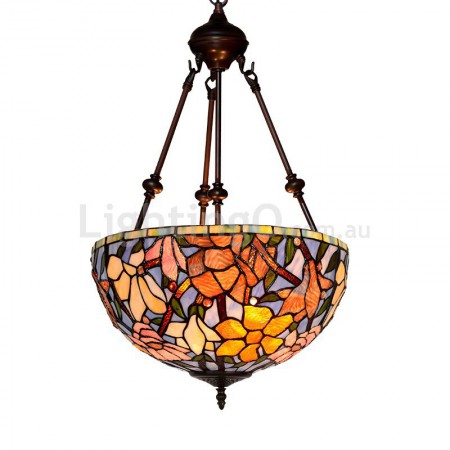 16 Inch Magnolia Flower Stained Glass Pendant Light