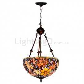 16 Inch Magnolia Flower Stained Glass Pendant Light