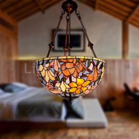 16 Inch Magnolia Flower Stained Glass Pendant Light