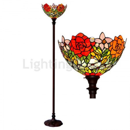 Rose Stained Glass Floor Lamp