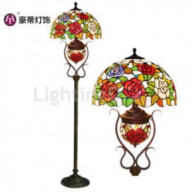 16 Inch Rose Stained Glass Floor Lamp