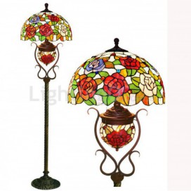 16 Inch Rose Stained Glass Floor Lamp