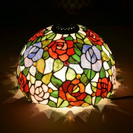 16 Inch Rose Stained Glass Floor Lamp