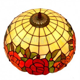 16 Inch Red Rose Stained Glass Floor Lamp