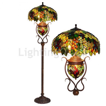 20 Inch Grape Stained Glass Floor Lamp