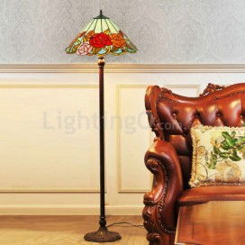 18 Inch Rose Stained Glass Floor Lamp