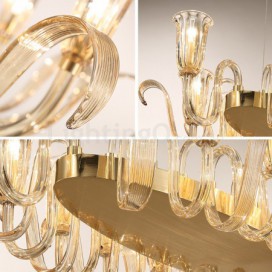 12 Light Retro Rustic Luxury Aluminum Alloy Chandelier with Glass Shade