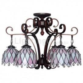 6 Light Chandelier Stained Glass Chandelier