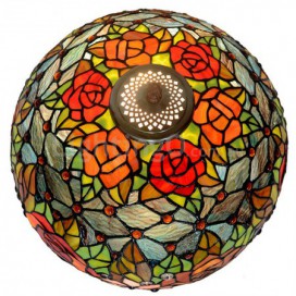 16 Inch Red Rose Stained Glass Floor Lamp