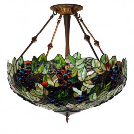 20 Inch Grape Stained Glass Pendant Light