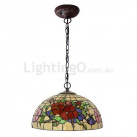 16 Inch Rustic Rural Stained Glass Pendant Light