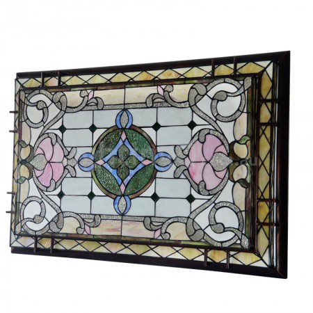 37 Inch Baroque Stained Glass Flush Mount