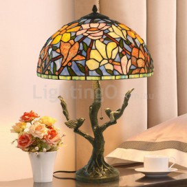 16 Inch Magnolia Flower Stained Glass Table Lamp