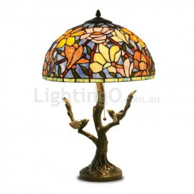 16 Inch Magnolia Flower Stained Glass Table Lamp