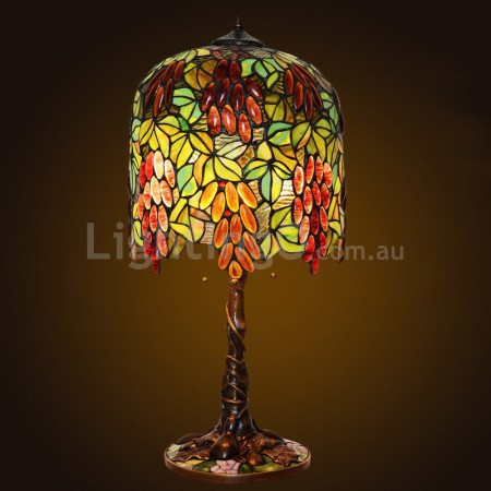 13 Inch Grape Stained Glass Table Lamp