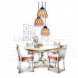 7 Inch 3 Light Stained Glass Pendant Light