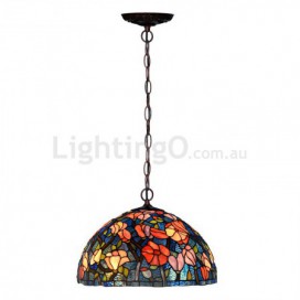 16 Inch Retro 1 Light Stained Glass Pendant Light