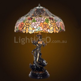 18 Inch Rose Stained Glass Table Lamp