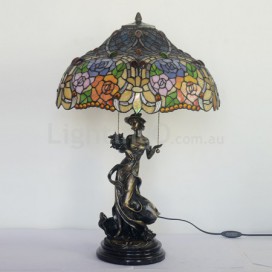 18 Inch Rose Stained Glass Table Lamp