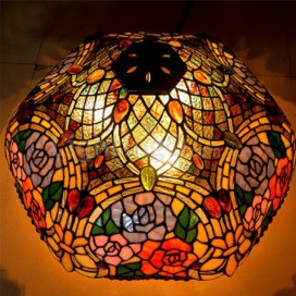 18 Inch Rose Stained Glass Table Lamp