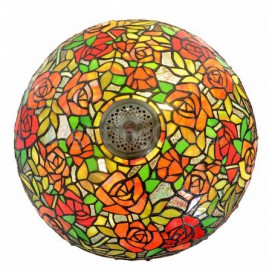 Rural Red Rose Stained Glass Table Lamp