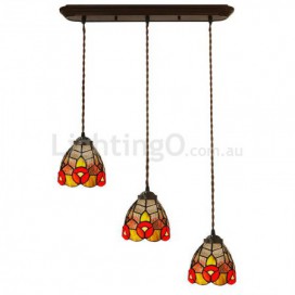 6 Inch Rural 3 Light Stained Glass Pendant Light