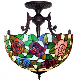 16 Inch Rose Stained Glass Pendant Light